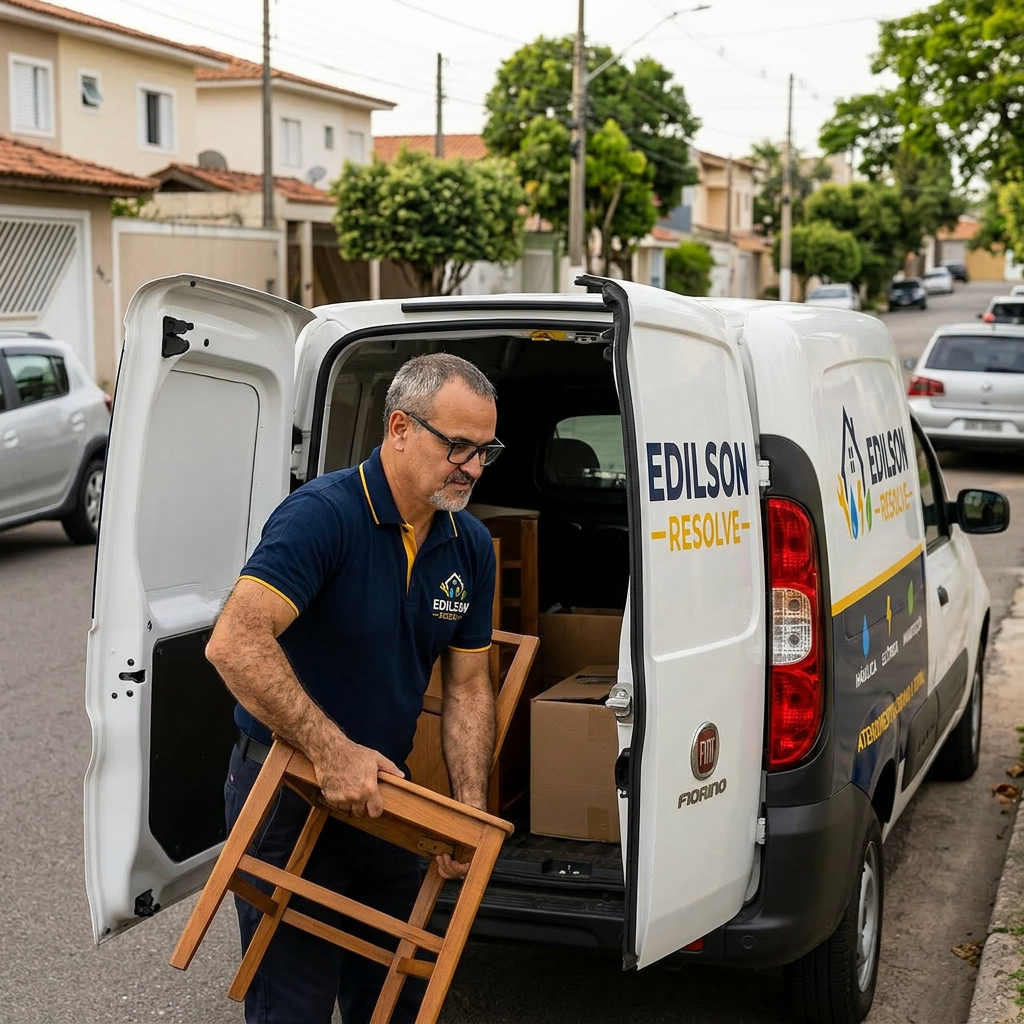 Edilson fazendo pequeno frete na Fiorino