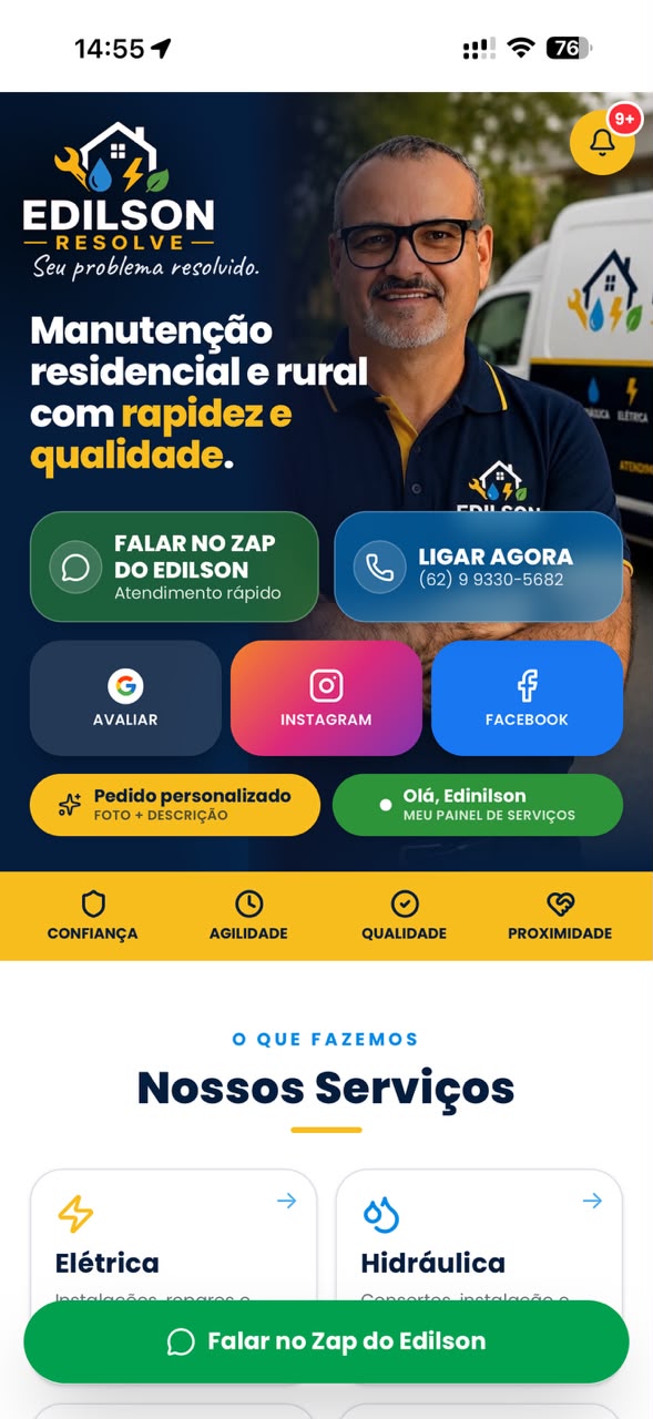 Página pública real do prestador modelo
